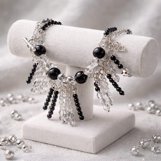 Dabīgo pērļu rokassprādze "Nakts Elegance"